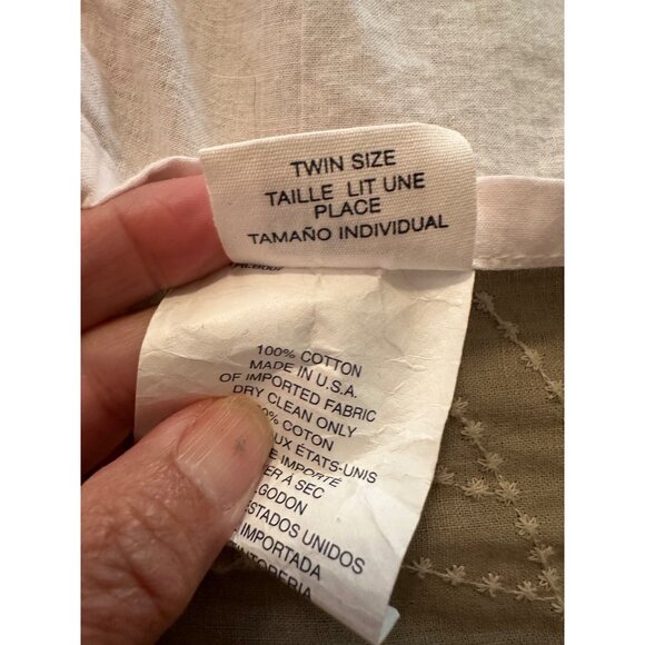 VTG Ralph Lauren Twin Striped Cotton Pleated Dust Ruffle Bedskirt Rustic Cottage - Picture 2 of 16